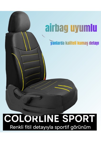 Citroen C-Elysée Alure -Active 2012-2017 Colorline Sport Serisi Deri Siyah Sarı Koltuk Kılıfı fiyatları
