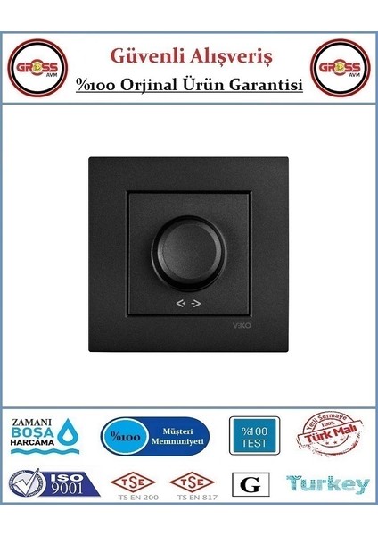 Novella Dimmer 600W - Çerçeve Dahil - Orjinal Ürün - Renk Siyah