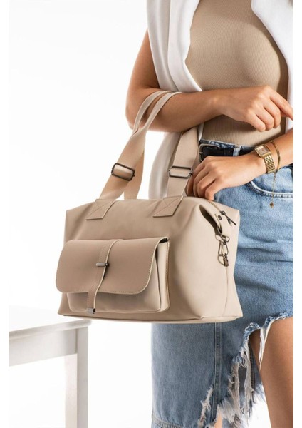 Bej Büyük Boy 3 Gözlü Iç Astarlı Kadın Kol ve El Çantası fiyatları