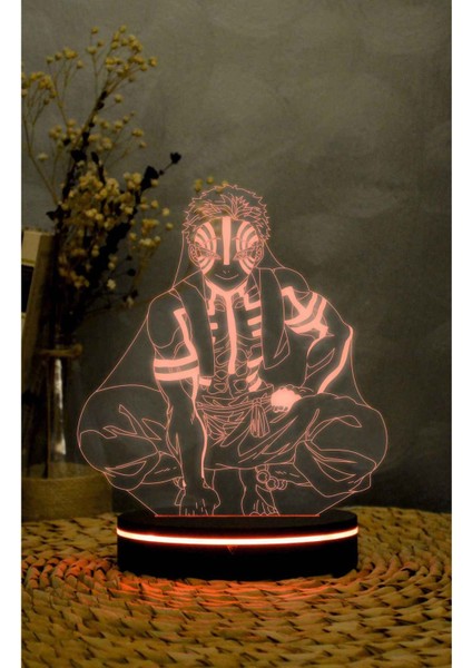 3D LED Gece Lambası, 16 Renkli Dekoratif Işık, Anime Tarzı, Şık ve Modern Tasarım