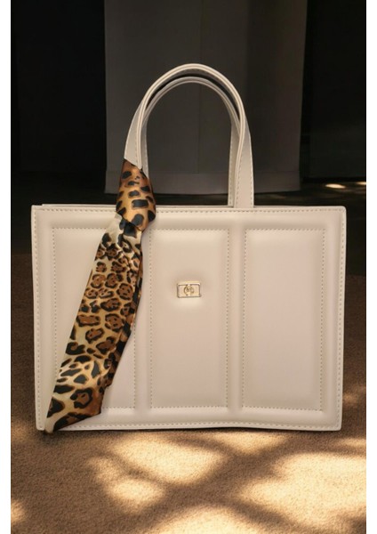 Vizon Fular Detaylı Şık ve Modern Kadın El-Omuz Çanta