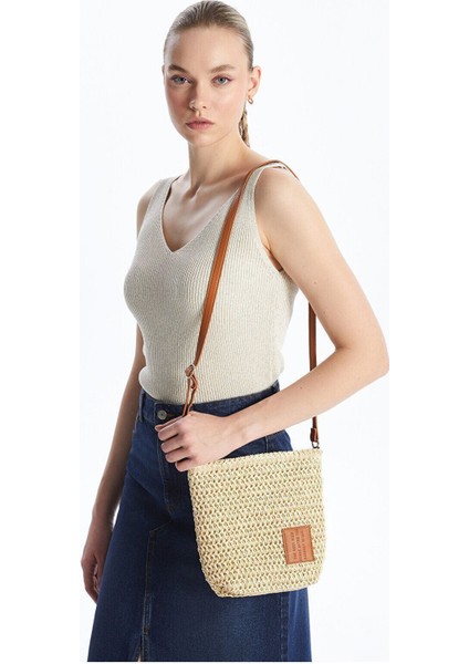 Hasır Omuz Çantası, Kadın, Kahverengi, Şık ve Hafif Tasarım