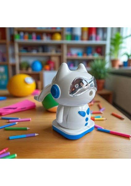 kedi Tasarımlı Mekanik Kalemtraş, Döner Kollu, 4 Renk Seçeneği