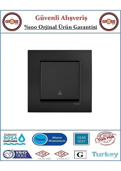 Novella Zil Anahtarı - Çerçeve Dahil - Orjinal Ürün - Renk Siyah