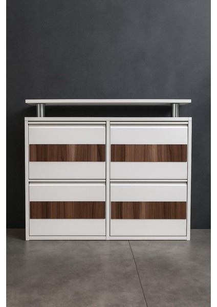 2+2 Beyaz Metal Ayakkabılık Ahşap Detaylı fiyatları