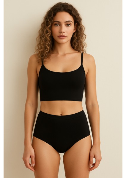 Yüksek Bel Toparlayıcı Modal Külot | Siyah 4364