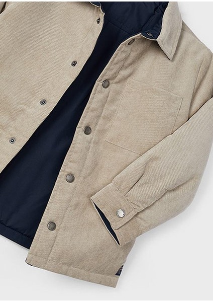 04-09 Yaş Erkek Çocuk Lacivert-Vizon Renk Çift Taraflı Ceket