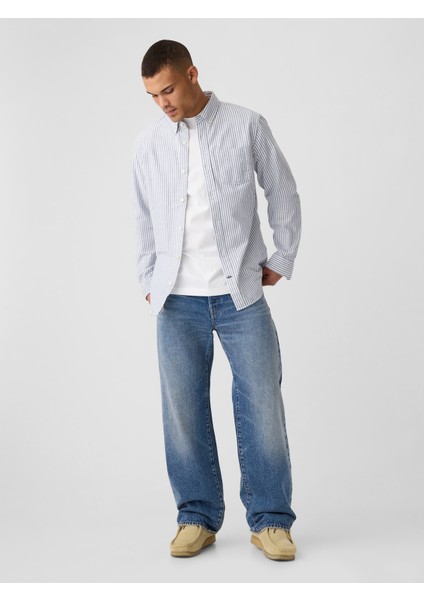 Erkek Çizgili Standart Oxford Gömlek modelleri