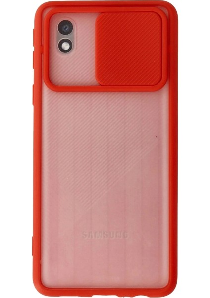 Samsung Galaxy A01 Core Kılıf Palm Buzlu Kamera Sürgülü Silikon - Kırmızı