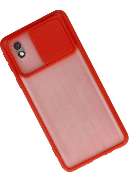 Samsung Galaxy A01 Core Kılıf Palm Buzlu Kamera Sürgülü Silikon - Kırmızı fiyatları