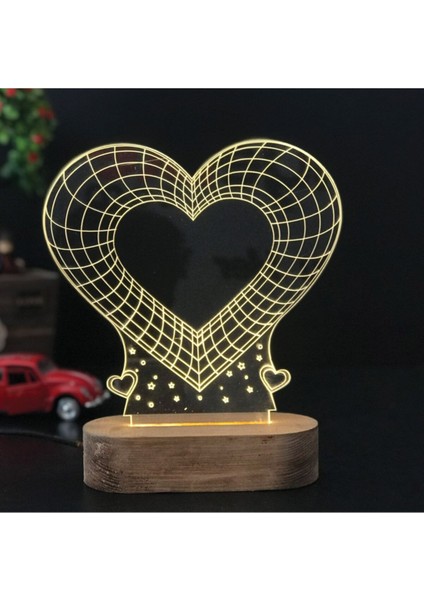 Sarı Kalp 3D LED Gece Lambası, Doğum Günü Için Güzel Hediye Seçeneği