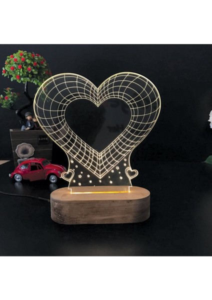 Sarı Kalp 3D LED Gece Lambası, Doğum Günü Için Güzel Hediye Seçeneği fiyatları