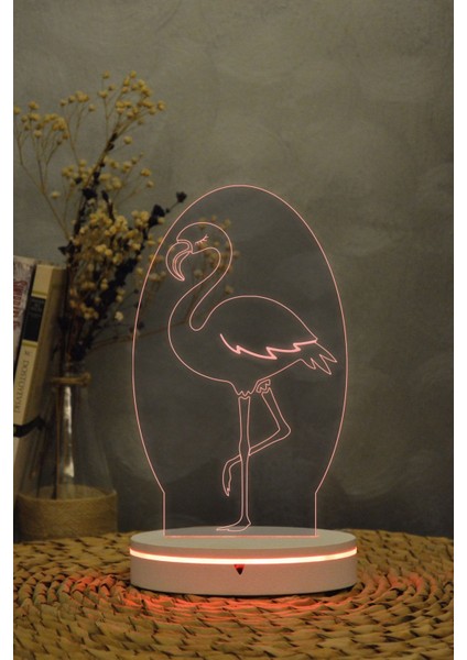 3D Flamingo Gece Lambası, Dekoratif ve Şık Tasarım, Beyaz Renk fiyatları