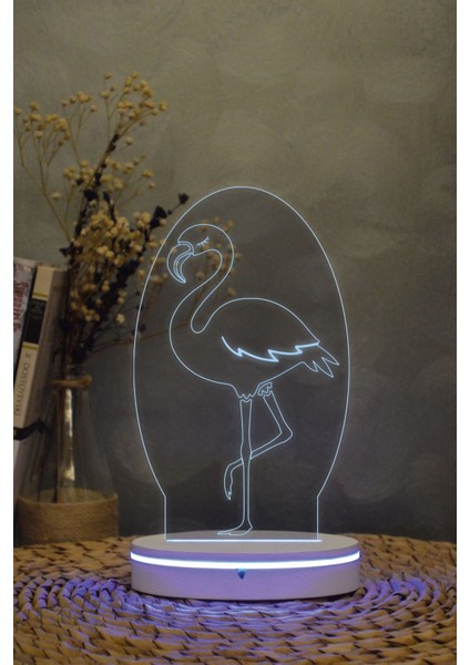3D Flamingo Gece Lambası, Dekoratif ve Şık Tasarım, Beyaz Renk modelleri