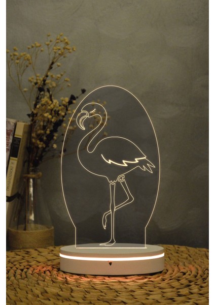 3D Flamingo Gece Lambası, Dekoratif ve Şık Tasarım, Beyaz Renk fırsatları