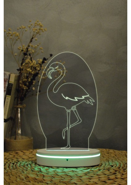 3D Flamingo Gece Lambası, Dekoratif ve Şık Tasarım, Beyaz Renk indirimleri