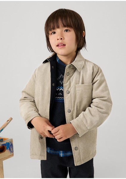 04-09 Yaş Erkek Çocuk Lacivert-Vizon Renk Çift Taraflı Ceket