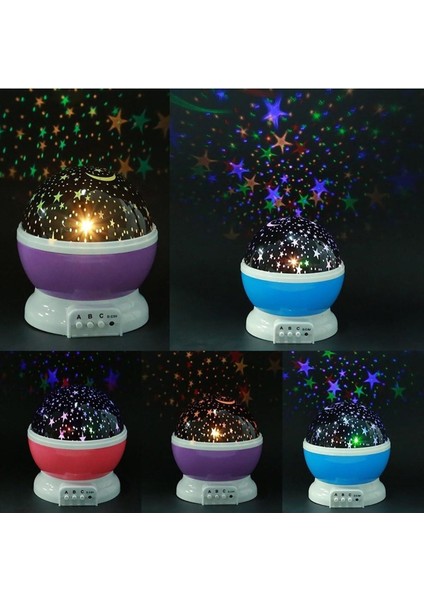 Renkli Ay Yıldız Tavan Yansıtıcı Pilli LED Gece Lambası Gökyüzü Projeksiyonlu fiyatları