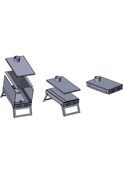 Portatif Camlı Kamp,çadır Sobası. Katlanır Çantalı 2mm Çelik Soba