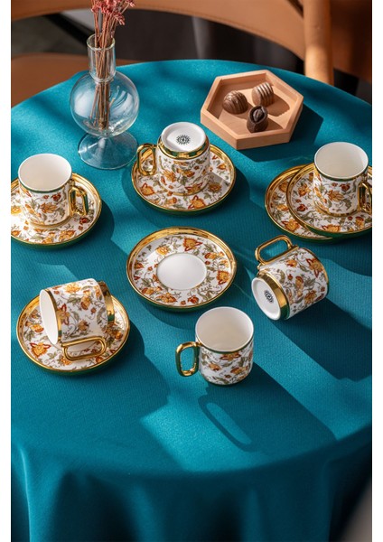 Beyaz 6 Kişilik Porselen Kahve Fincan Takımı, Şık ve Zarif Tasarım fiyatları