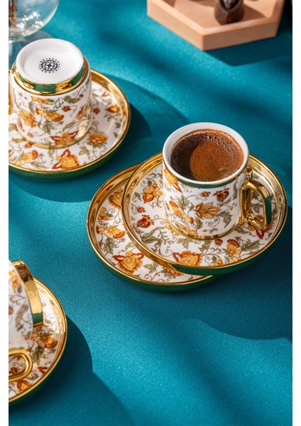 Beyaz 6 Kişilik Porselen Kahve Fincan Takımı, Şık ve Zarif Tasarım indirimleri