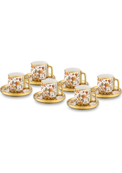 Beyaz 6 Kişilik Porselen Kahve Fincan Takımı, Şık ve Zarif Tasarım