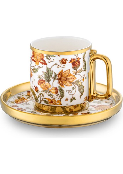 Beyaz 6 Kişilik Porselen Kahve Fincan Takımı, Şık ve Zarif Tasarım