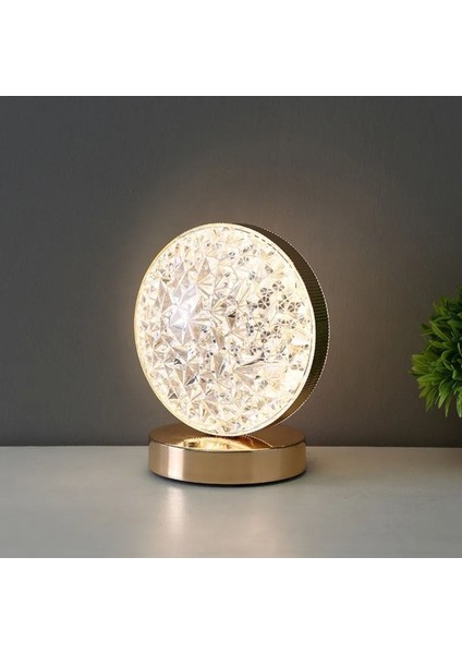 Şarjlı Yuvarlak Kristal Elmas Masa Lambası, Dokunmatik, Romantik, Akrilik, Led, Beyaz fiyatları