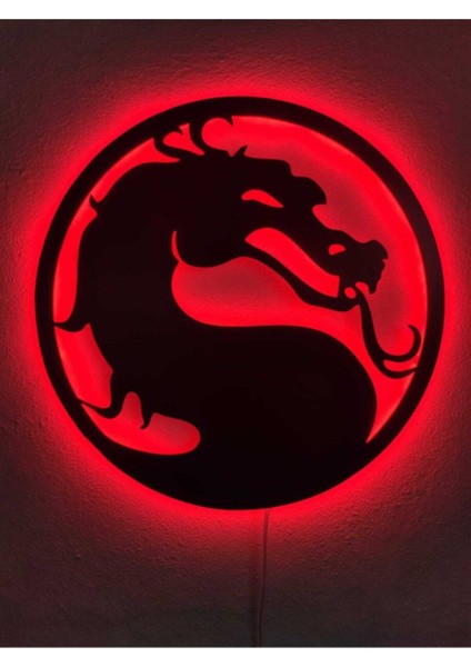 Kırmızı Ejderha LED Işıklı Ahşap Dekoratif Tablo, Şık ve Modern Ev Dekoru.