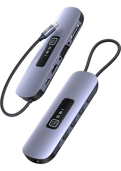 SJ644 10 Port USB Hub - Ethernet, HDMI & VGA Destekli, Pd 3.0