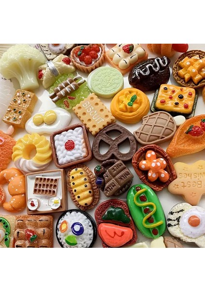 2-3 cm Boyunda (15 Adet ) Mini Yiyecek Figürleri Oyuncak Mutfak Oyunu