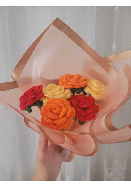 Örgü Gül Buketi, Örgü Çiçek Buketi, Anneler Günü, Sevgililer Günü, Öğretmenler Günü, Özel Günler Hediye Yapay Çiçek