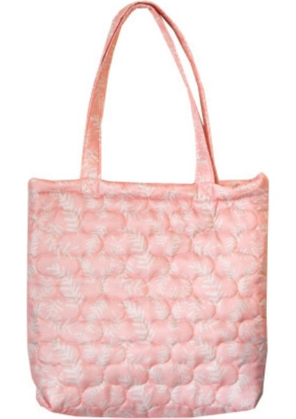 Pembe ve Krem Yaprak Desenli Su Geçirmez Kadın Omuz Çantası