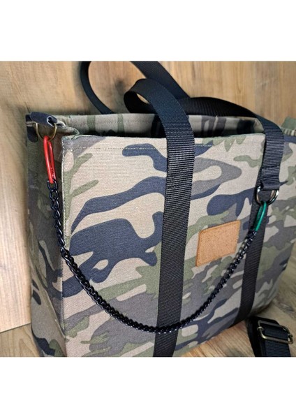 Kahverengi Keten Kanvas Taşınabilir Şık Çanta