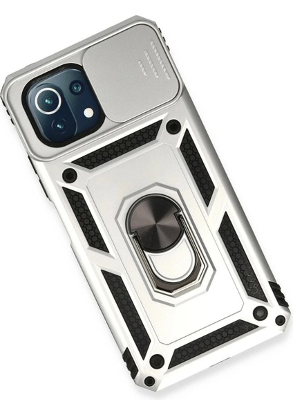 Xiaomi Mi 11 Lite Kılıf Pars Lens Yüzüklü Silikon - Gümüş modelleri