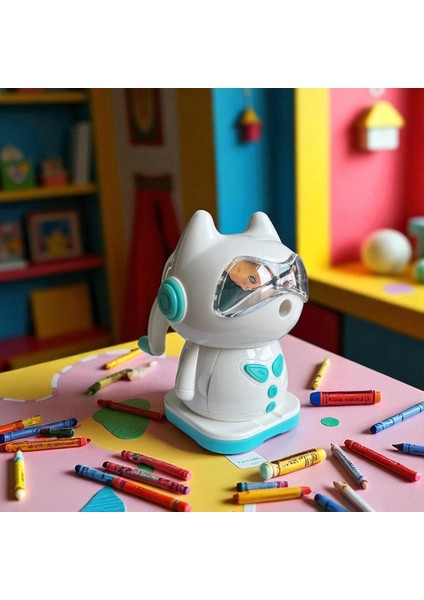 kedi Tasarımlı Mekanik Kalemtraş, Döner Kollu, 4 Renk Seçeneği