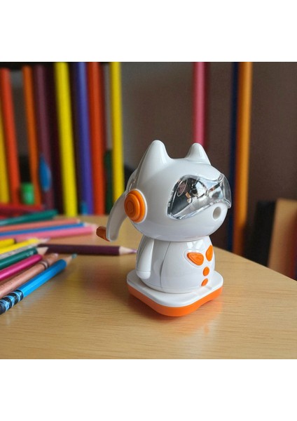 kedi Tasarımlı Mekanik Kalemtraş, Döner Kollu, 4 Renk Seçeneği
