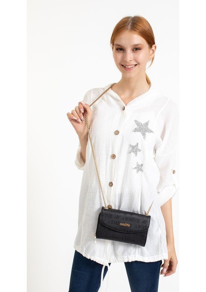 Kadın Günlük Lazer Baskılı Çapraz Omuz Çantası, Siyah fiyatları