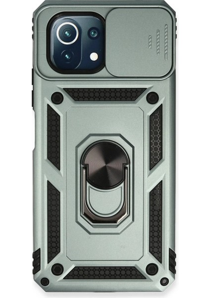 Xiaomi Mi 11 Lite Kılıf Pars Lens Yüzüklü Silikon - Yeşil
