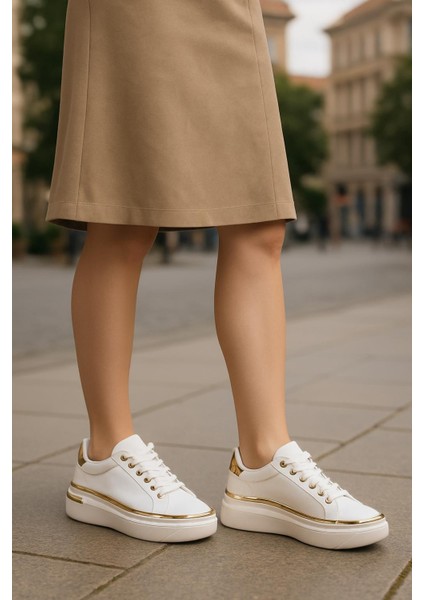 Kadın Ince Şerit Detaylı Kalın Taban Spor Ayakkabı fiyatları