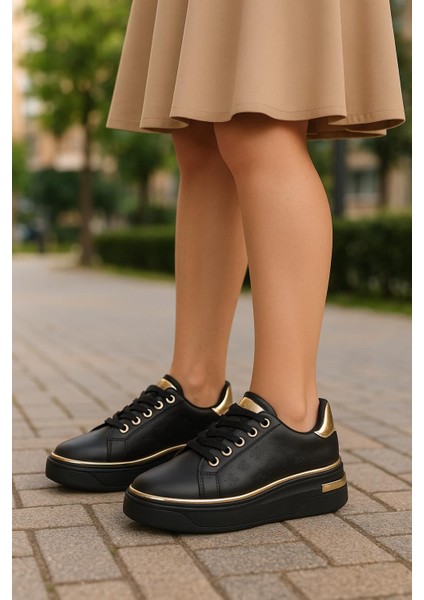 Kadın Ince Şerit Detaylı Kalın Taban Spor Ayakkabı