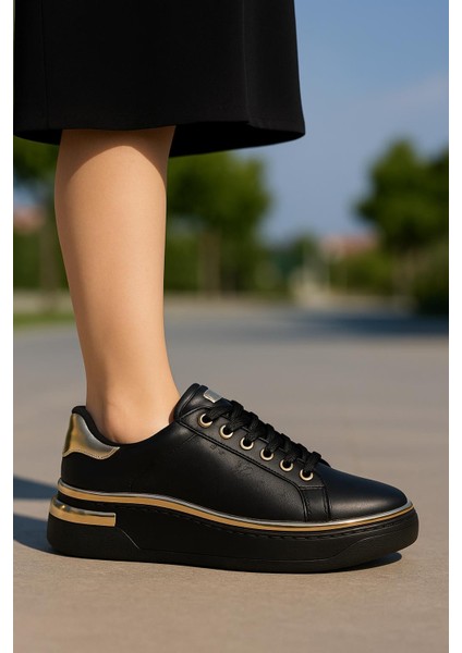 Kadın Ince Şerit Detaylı Kalın Taban Spor Ayakkabı modelleri