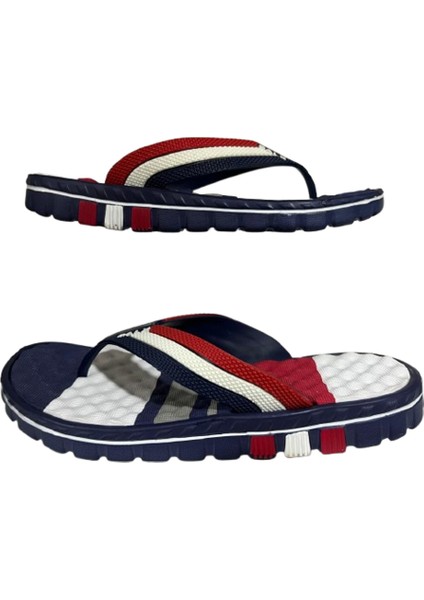 Lacivert Kırmızı Parmak Arası Plaj Günlük Yürüyüş Terlik