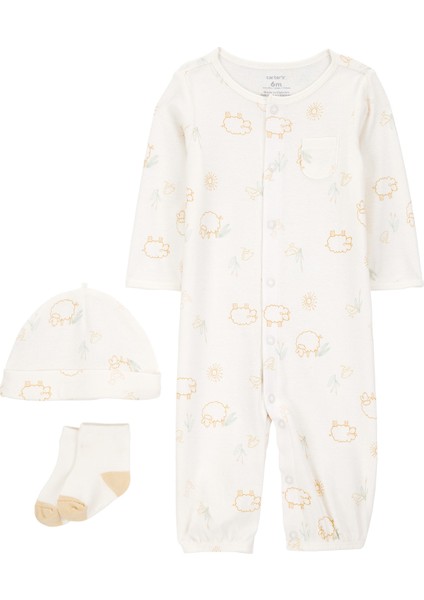 Bebek Ekru Tulumlu Set