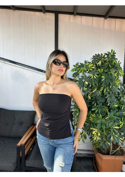 Lupinn Moda Kadın Straplez Büzgülü Askısız Bluz – Bordo ve Siyah Renk Seçenekli fiyatları