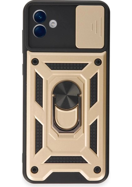 Samsung Galaxy A04E Kılıf Pars Lens Yüzüklü Silikon - Gold