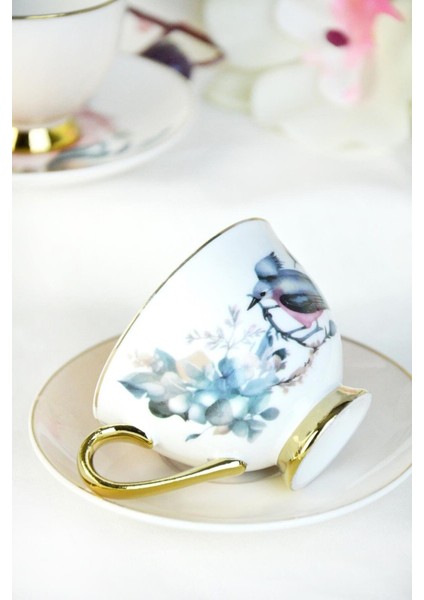 Turuncu Çiçekli Yaldızlı Kahve Fincanı, Şık ve Zarif Tasarım, Güzel Içim Deneyimi fiyatları