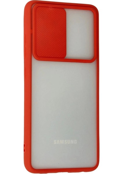 Samsung Galaxy A32 Kılıf Palm Buzlu Kamera Sürgülü Silikon - Kırmızı modelleri