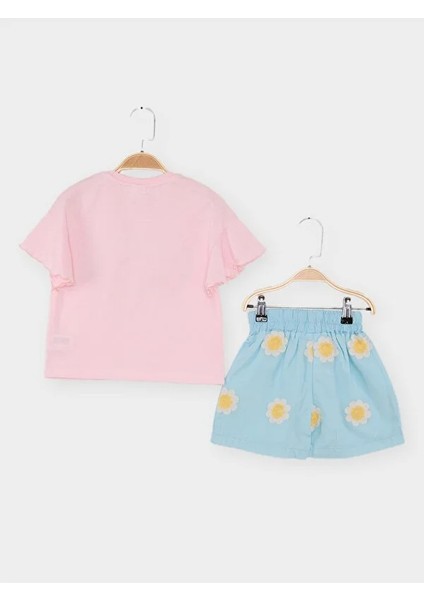 02-05 Yaş Arası Disney Nakışlı Şortlu Takım - Pembe modelleri
