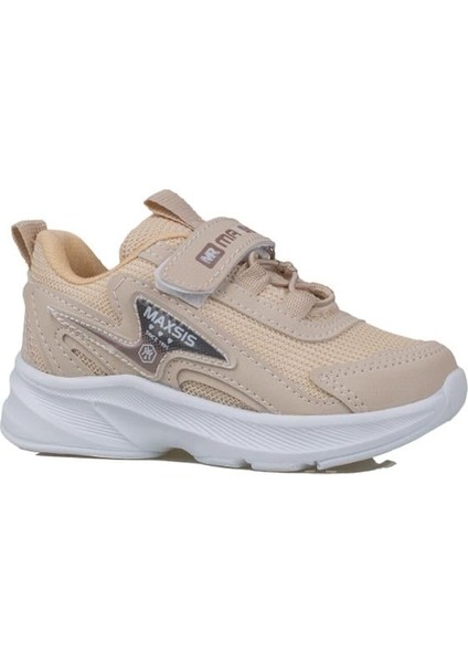 Bej Hafif Cırt Cırtlı Fileli Çocuk Spor Ayakkabı